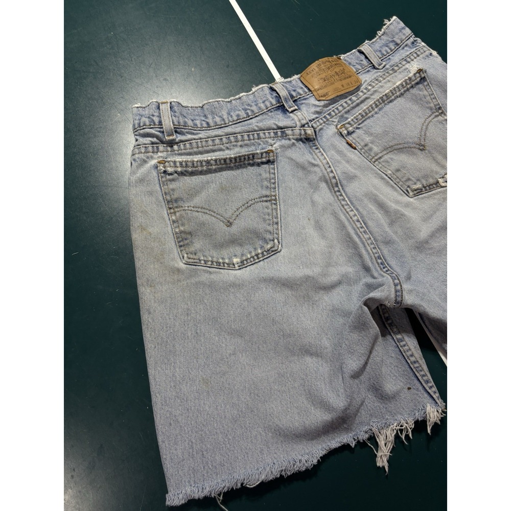 Vtg 90s Levi's 560 Orange Tab Jean Shorts Size 34 Distressed Cut Off Denim USA - Picture 12 of 16